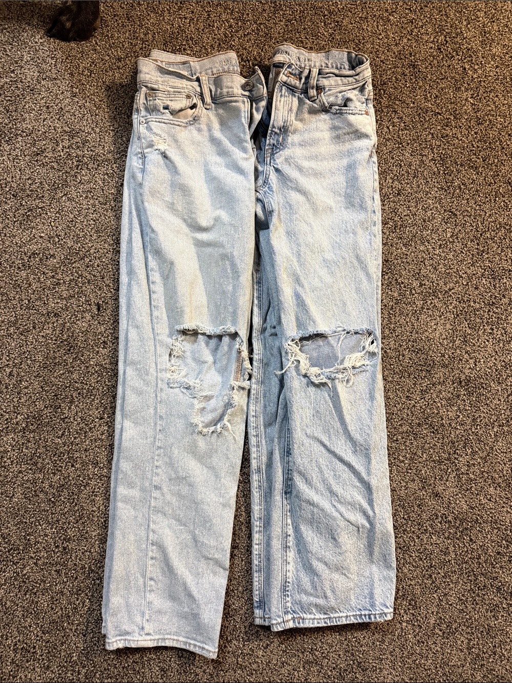 American Eagle Outfitters Light Blue Ripped Straight Jeans
